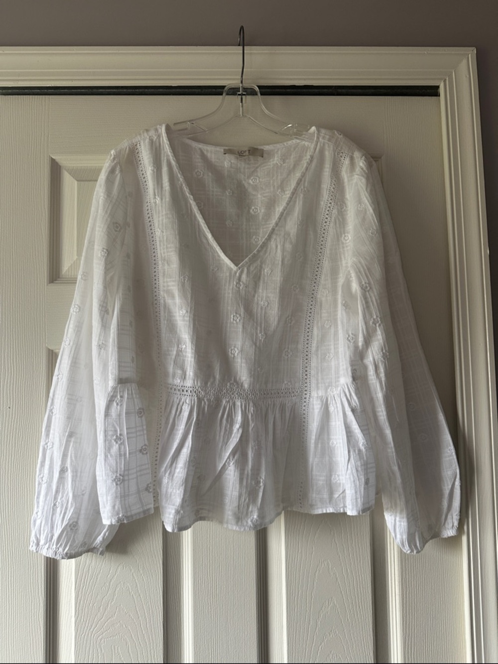 LOFT Long-Sleeve Peplum Blouse